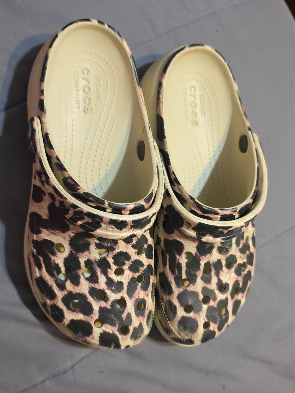 CROCS Leopard Print Classic Clog in Beige & Black